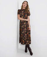 Joe Browns Autumn Florals High Neck Jersey Midi Dress - Black