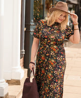 Joe Browns Autumn Florals High Neck Jersey Midi Dress - Black