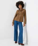 Joe Browns Celeste Star Studded Fringed Suede Jacket - Tan