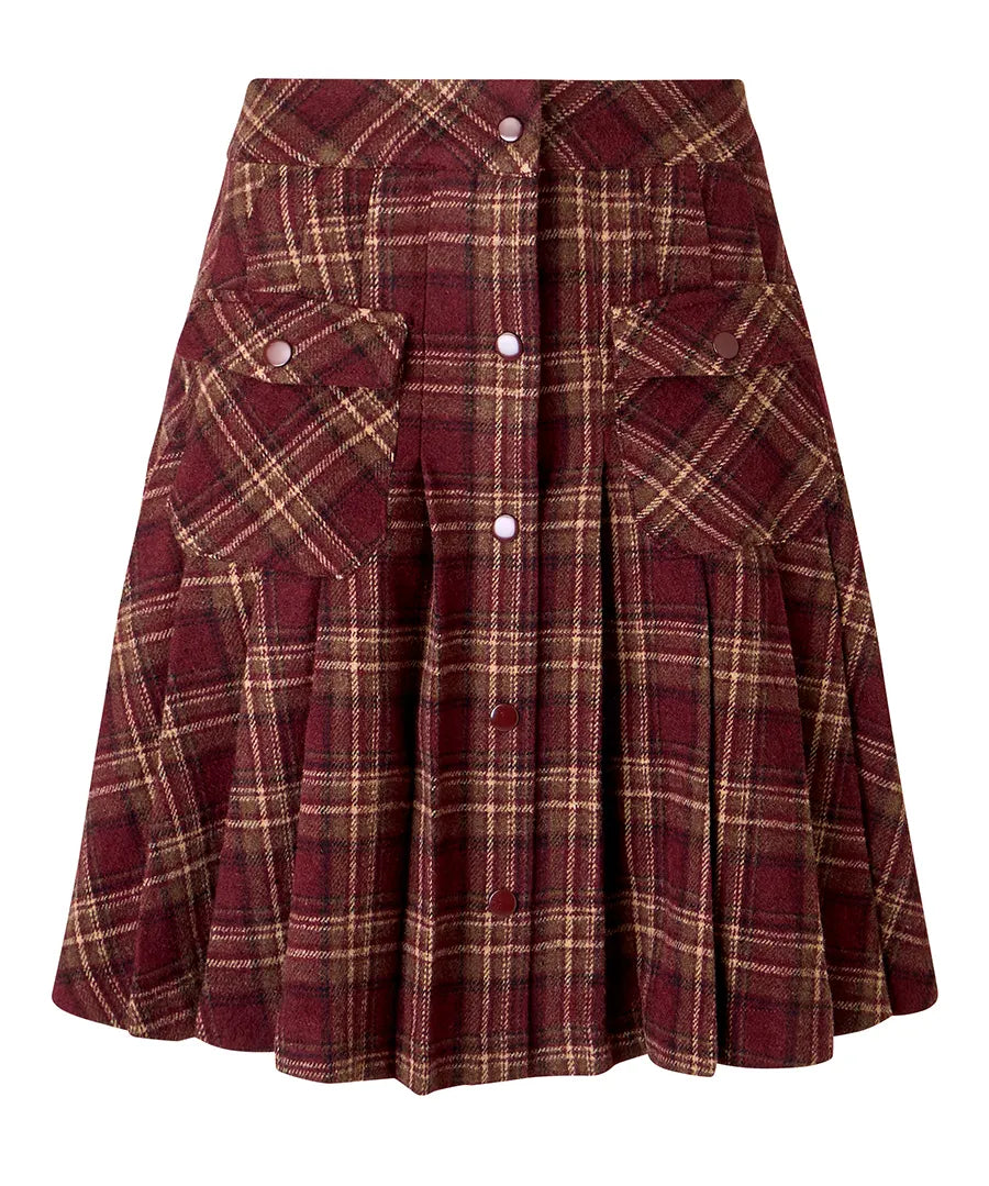 Joe Browns Checked Pleated Pockets Mini Skirt - Red/Multi