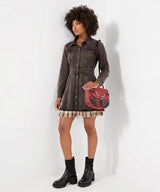 Joe Browns Chrissie Check Layered Denim Mini Dress - Grey