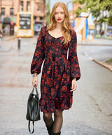 Joe Browns Dramatic Floral Frill Hem Mini Dress - Black