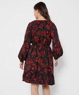 Joe Browns Dramatic Floral Frill Hem Mini Dress - Black