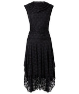 Joe Browns Elegant Lace Cowl Neck Dippy Hem Dress - Black