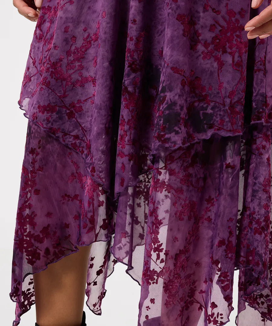 Joe Browns Fabulous Flocked Maxi Dress - Purple