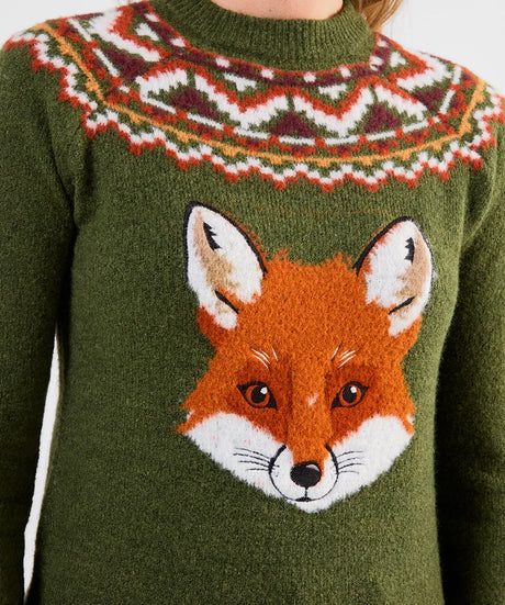 Joe Browns Fantastic Fox Embroidered Jumper - Green