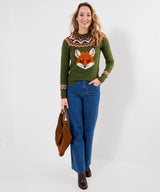 Joe Browns Fantastic Fox Embroidered Jumper - Green