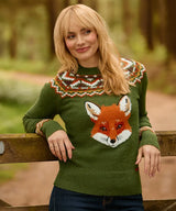 Joe Browns Fantastic Fox Embroidered Jumper - Green