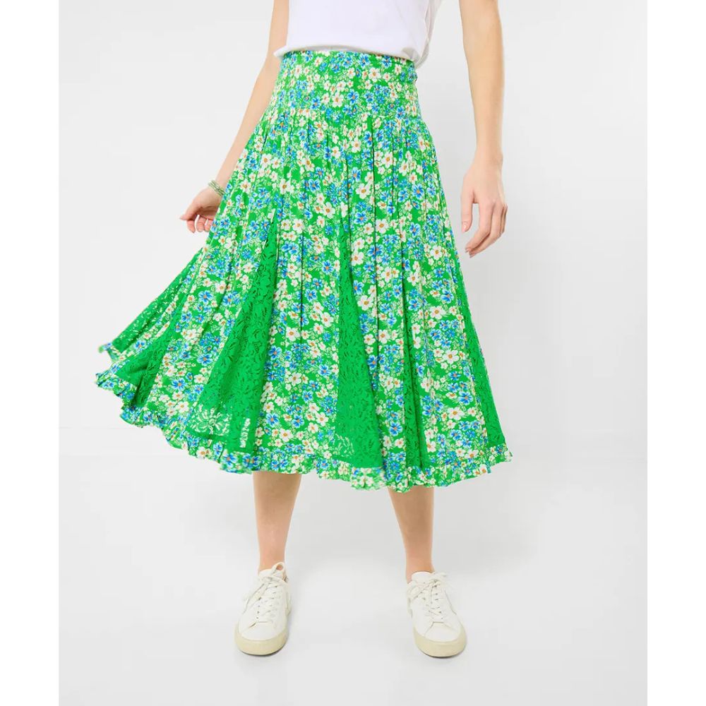 Joe Browns Floral Dreams Woven Knee Length Godet Skirt - Green