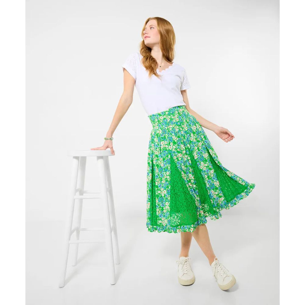 Joe Browns Floral Dreams Woven Knee Length Godet Skirt - Green