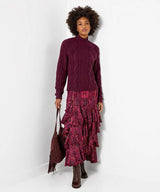 Joe Browns Freya Cable Knit High Neck Jumper - Plum