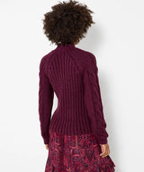 Joe Browns Freya Cable Knit High Neck Jumper - Plum
