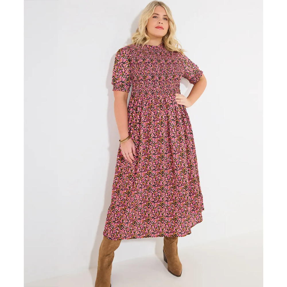 Joe Browns Jasmine Shirred Bodice Dress - Pink