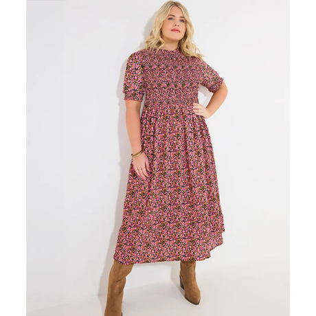 Joe Browns Jasmine Shirred Bodice Dress - Pink