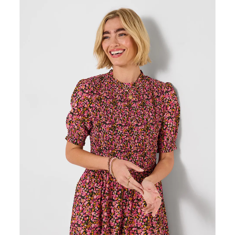 Joe Browns Jasmine Shirred Bodice Dress - Pink