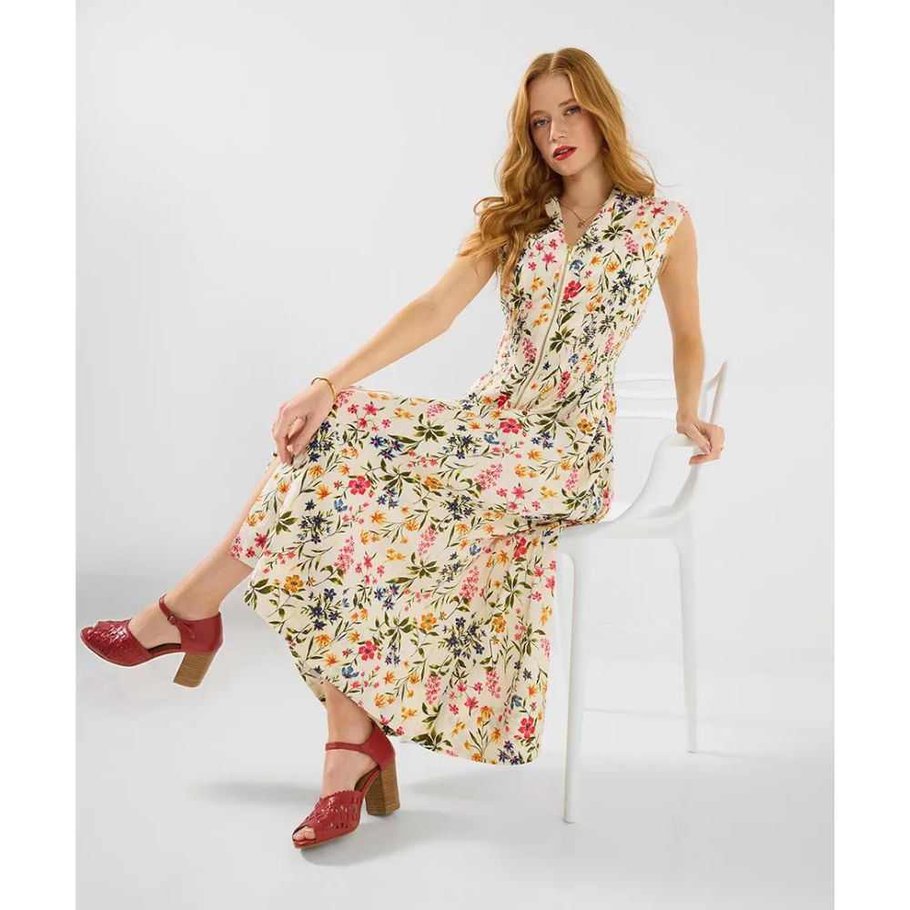 Joe Browns Jemima Floral Cotton Dobby Dress - White