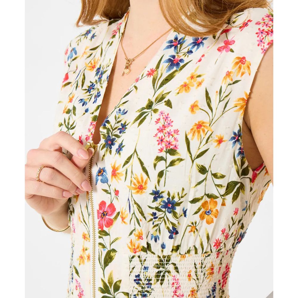 Joe Browns Jemima Floral Cotton Dobby Dress - White