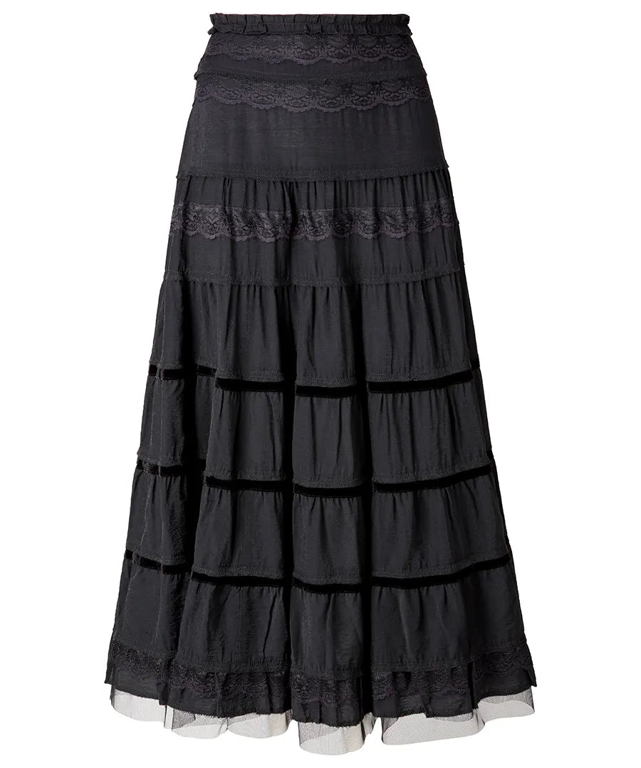 Joe Browns Lace Tiered Tulle Underlayer Maxi Skirt - Black