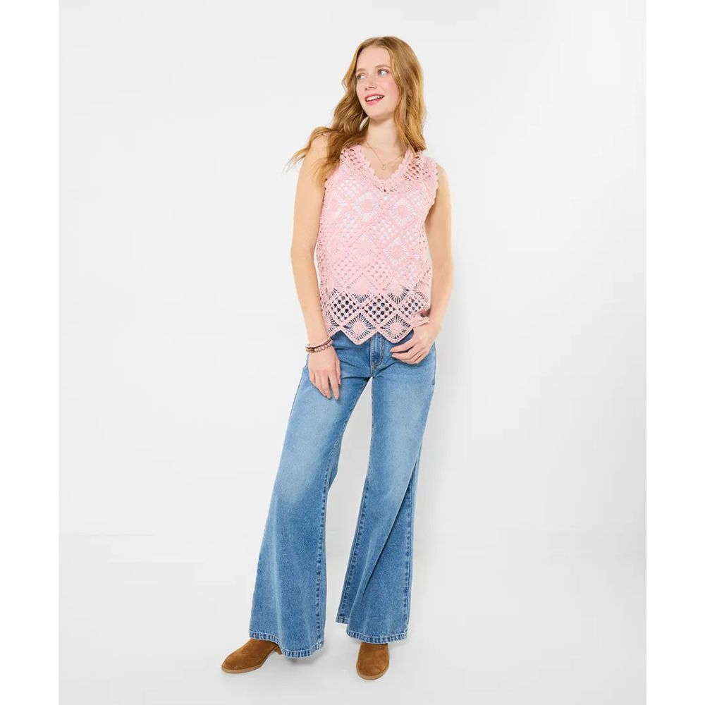 Joe Browns Liliana Crochet Vest - Blush