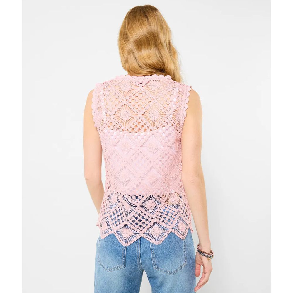 Joe Browns Liliana Crochet Vest - Blush