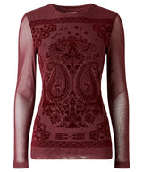 Joe Browns Long Sleeve Mesh Top With Flocked Print - Brown