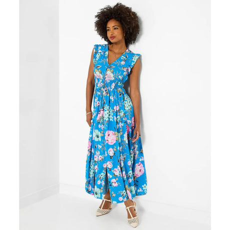 Joe Browns Millie Floral Maxi Dress - Blue