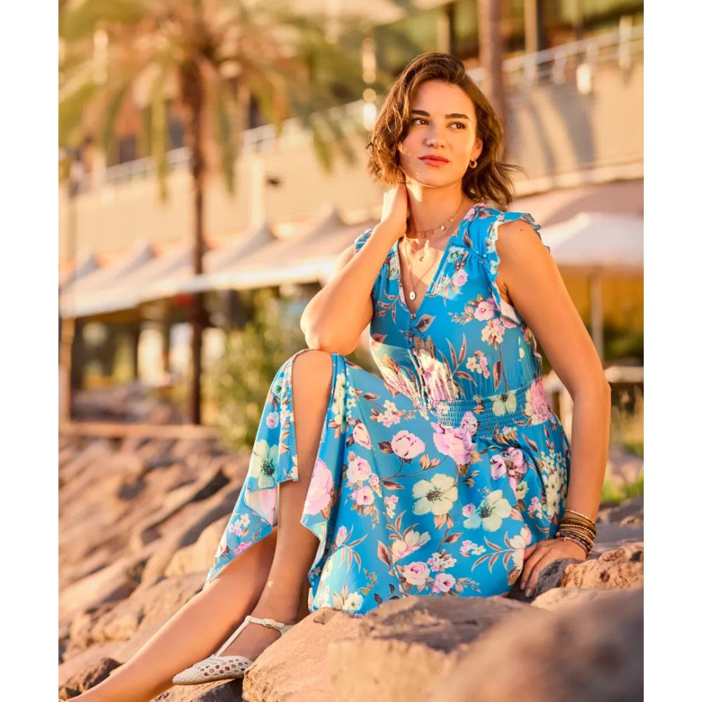 Joe Browns Millie Floral Maxi Dress - Blue