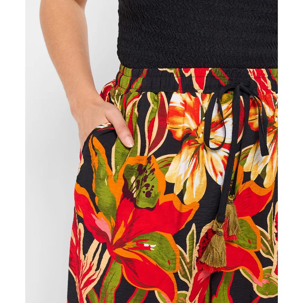 Joe Browns Paloma Printed Floral Wide Leg Trousers - Black