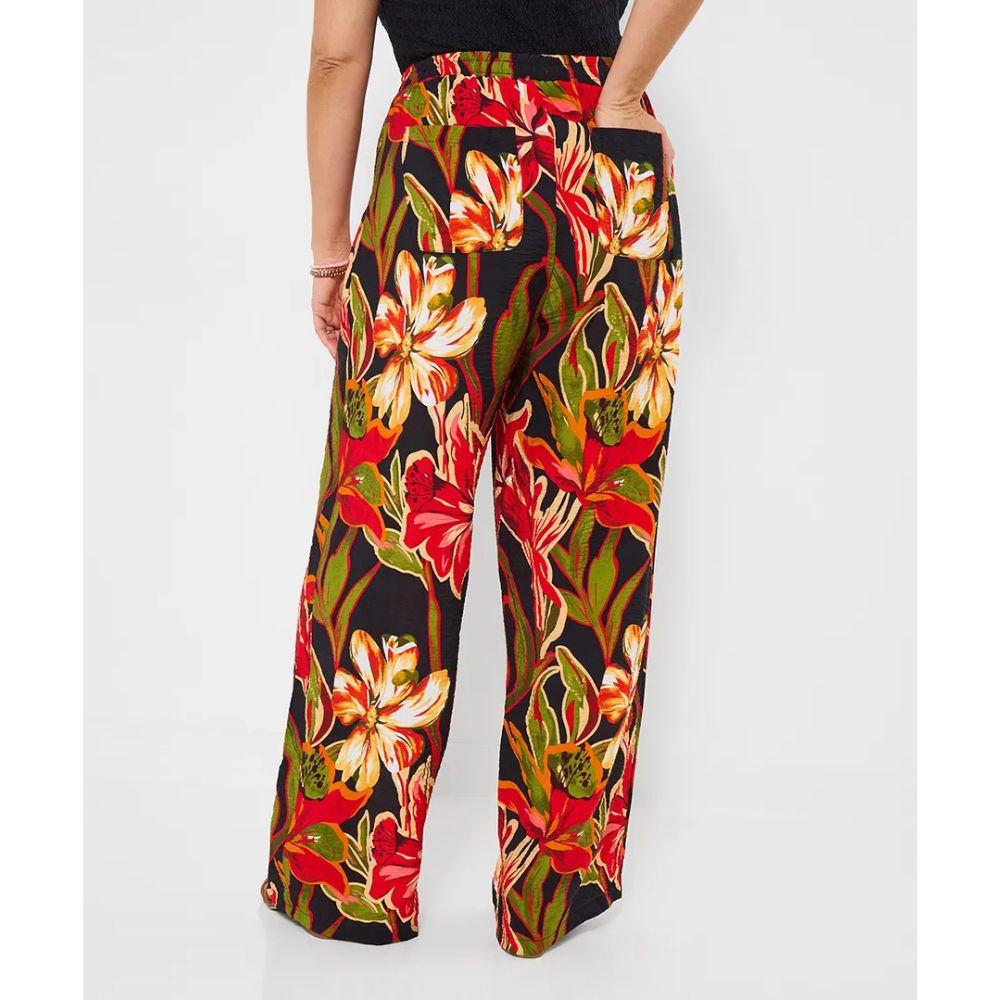 Joe Browns Paloma Printed Floral Wide Leg Trousers - Black