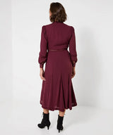 Joe Browns Preya Long Sleeve Midi Dress - Plum