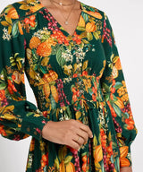 Joe Browns Selena Fruity Long Sleeve Maxi Dress - Green