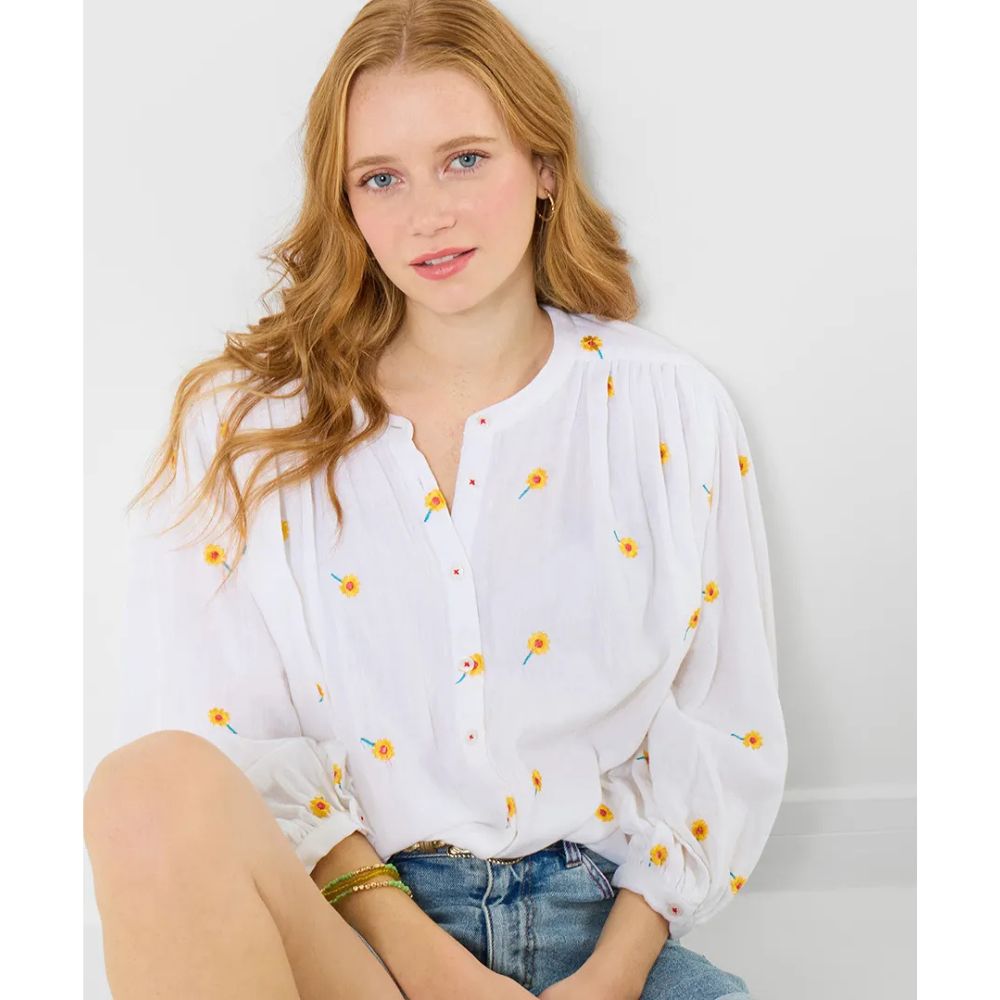 Joe Browns Sunshine Embroidered Cotton Blouse - White
