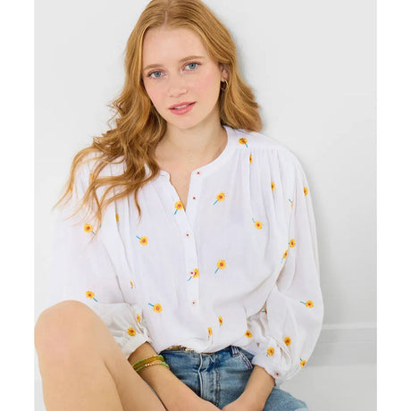 Joe Browns Sunshine Embroidered Cotton Blouse - White