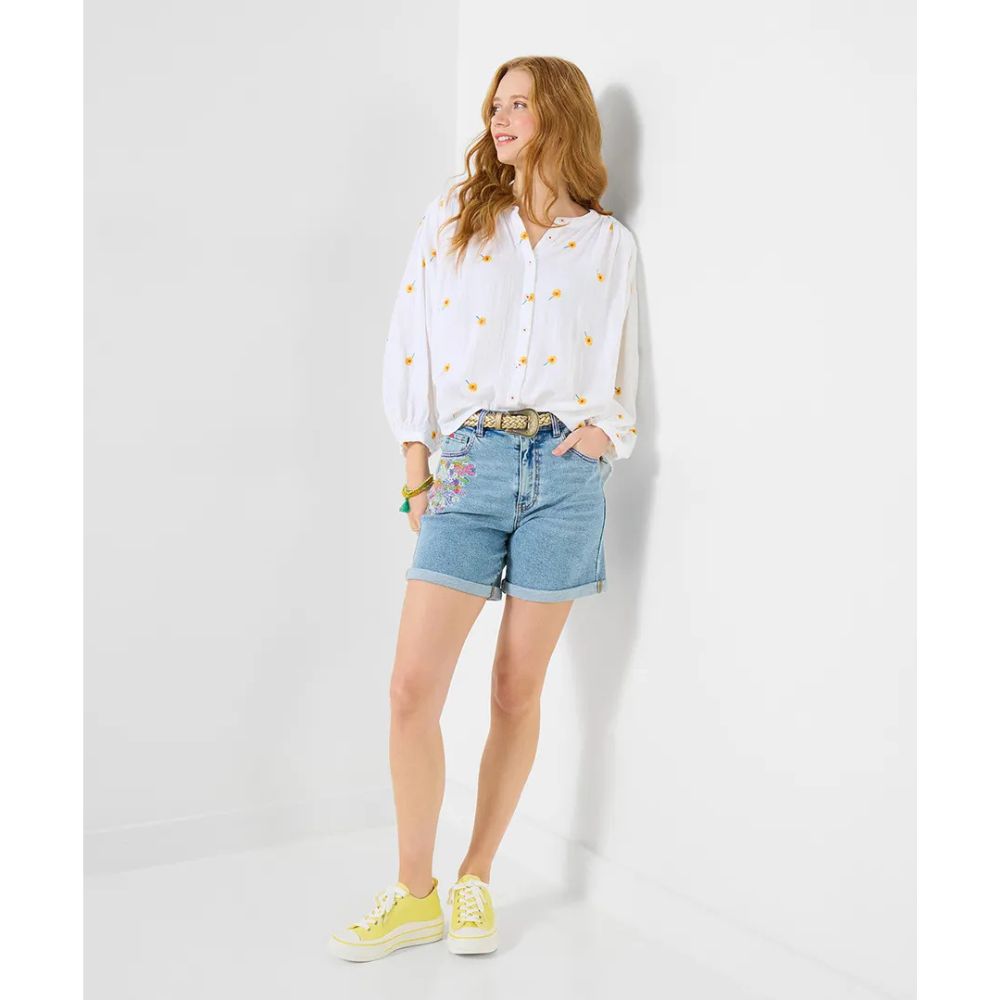 Joe Browns Sunshine Embroidered Cotton Blouse - White