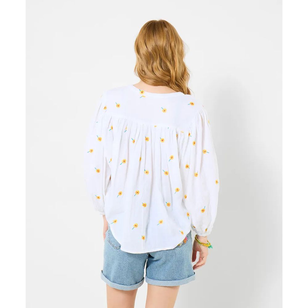 Joe Browns Sunshine Embroidered Cotton Blouse - White