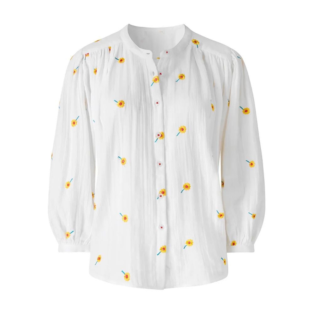 Joe Browns Sunshine Embroidered Cotton Blouse - White - Old Railway Line Garden Centre