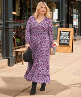 Joe Browns Thea Long Sleeve Jersey Maxi Dress - Purple