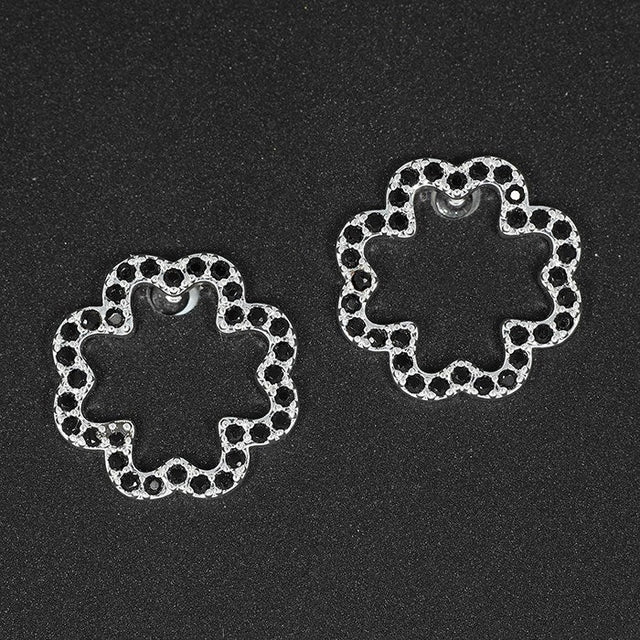 Joe Davies 1.1cm Silver Plated Clover Outline Black Stud Earrings - 339638 - Old Railway Line Garden Centre