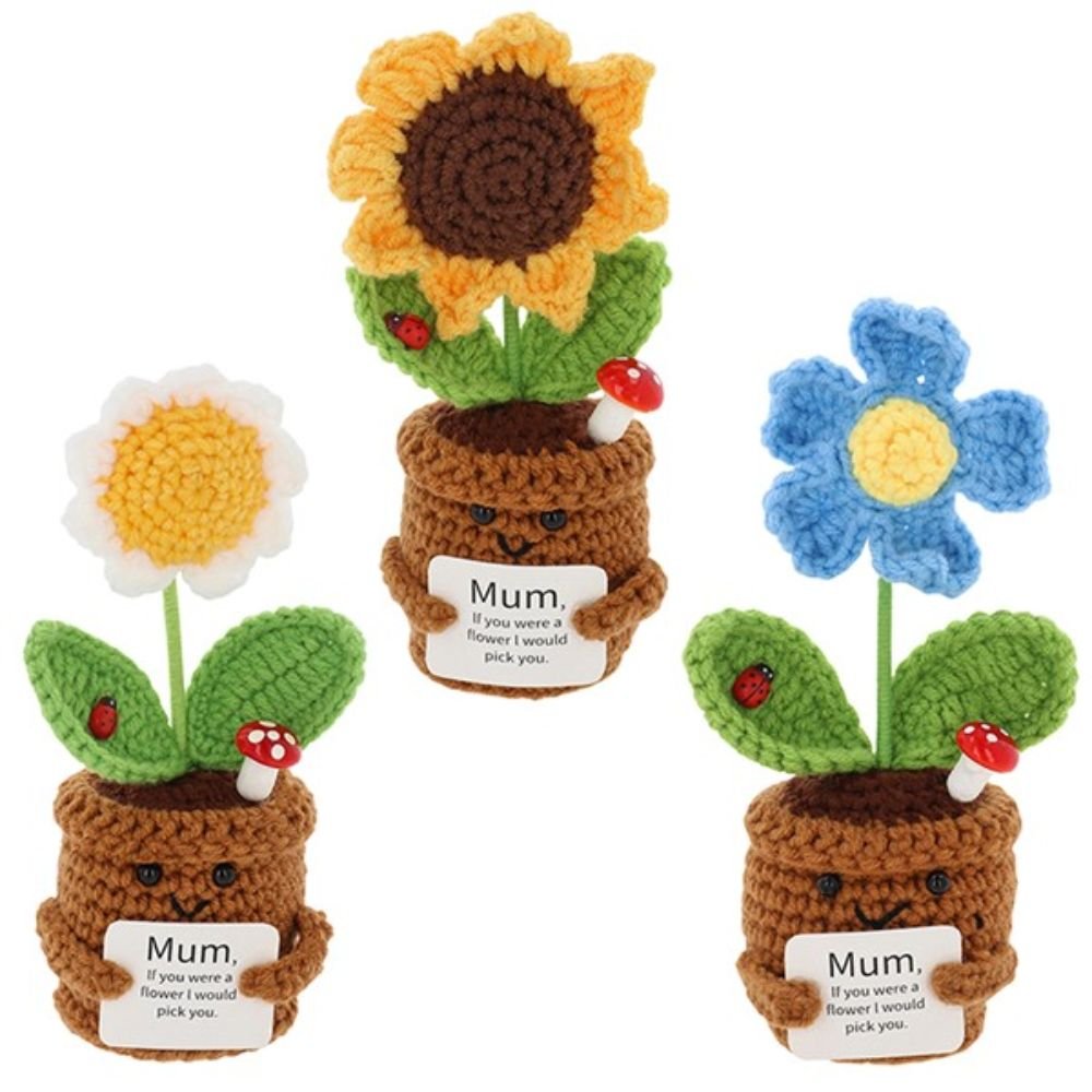 Joe Davies 15.5cm 'Mum' Crochet Smiley Pot (choice of 3) - Old Railway Line Garden Centre