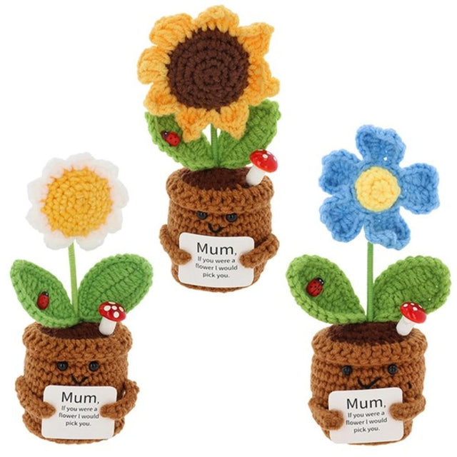 Joe Davies 15.5cm 'Mum' Crochet Smiley Pot (choice of 3) - Old Railway Line Garden Centre