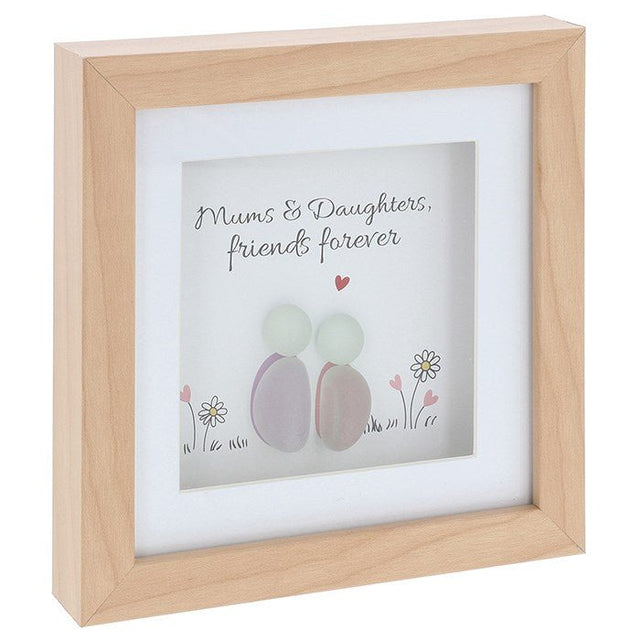 Joe Davies 15.5cm Square Pebble Glass Mum/Daughter Plaque - 350231 - Old Railway Line Garden Centre