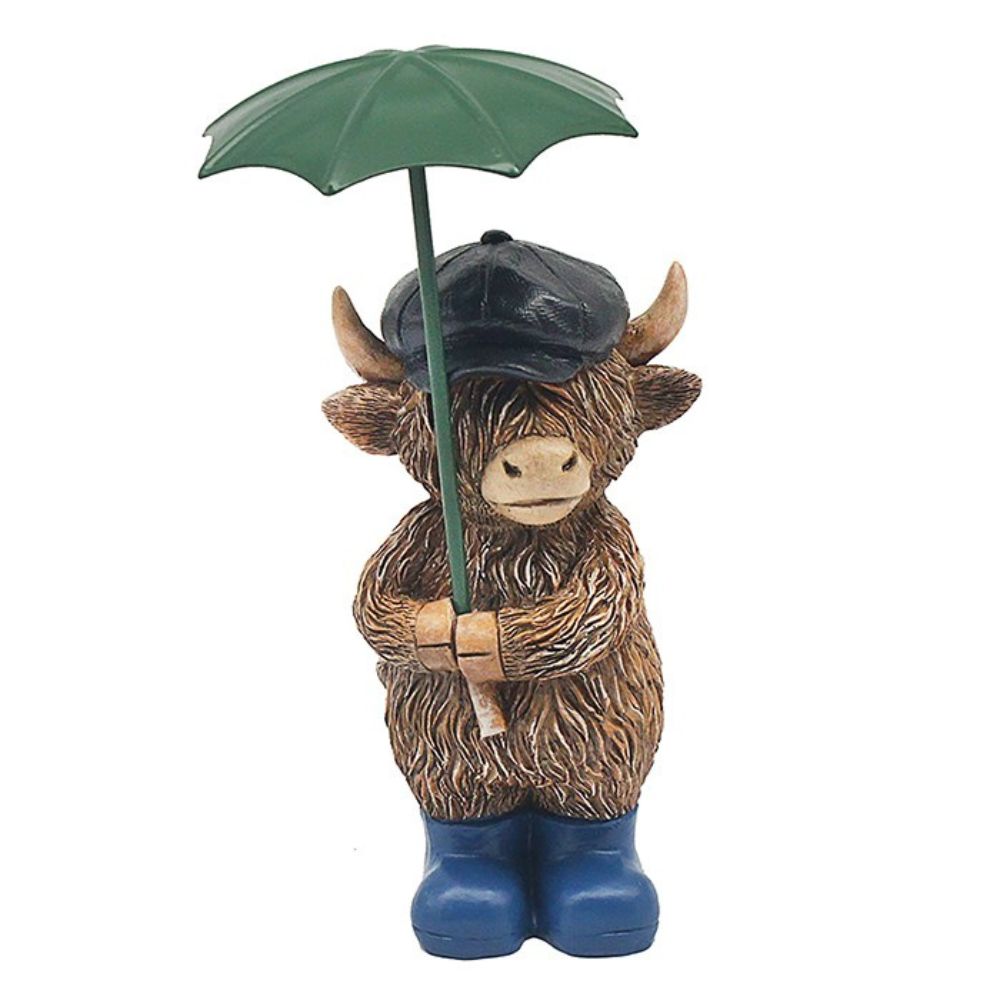 Joe Davies 15cm Highland Cow & Umbrella Boy Ornament