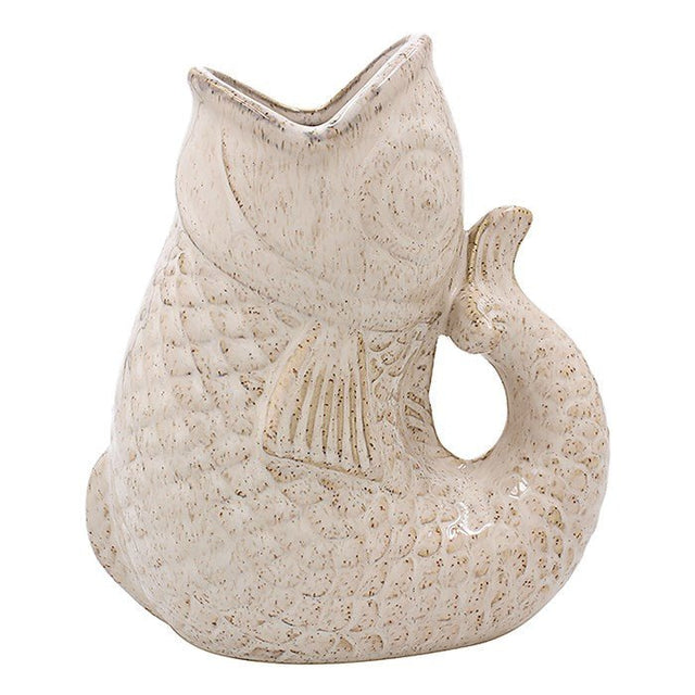 Joe Davies 17cm Cream Squat Lustre Fish Vase Jug - LP75149 - Old Railway Line Garden Centre