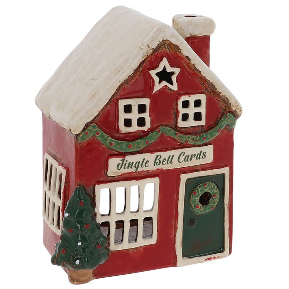 Joe Davies 17cm Village Pottery Xmas Card Shop Tealight