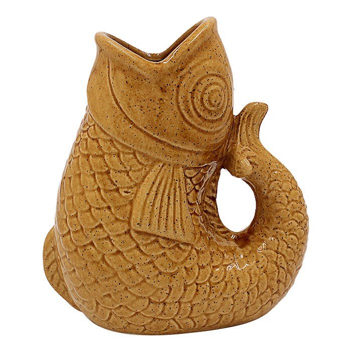 Joe Davies 17cm Yellow Squat Lustre Fish Vase Jug - LP75147 - Old Railway Line Garden Centre