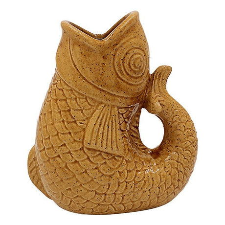 Joe Davies 17cm Yellow Squat Lustre Fish Vase Jug - LP75147 - Old Railway Line Garden Centre