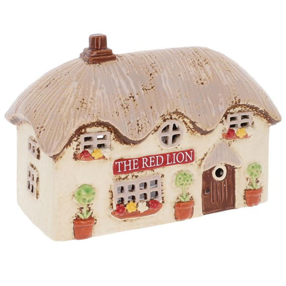 Joe Davis 18cm Village Pottery Red Lion Pub Tealight
