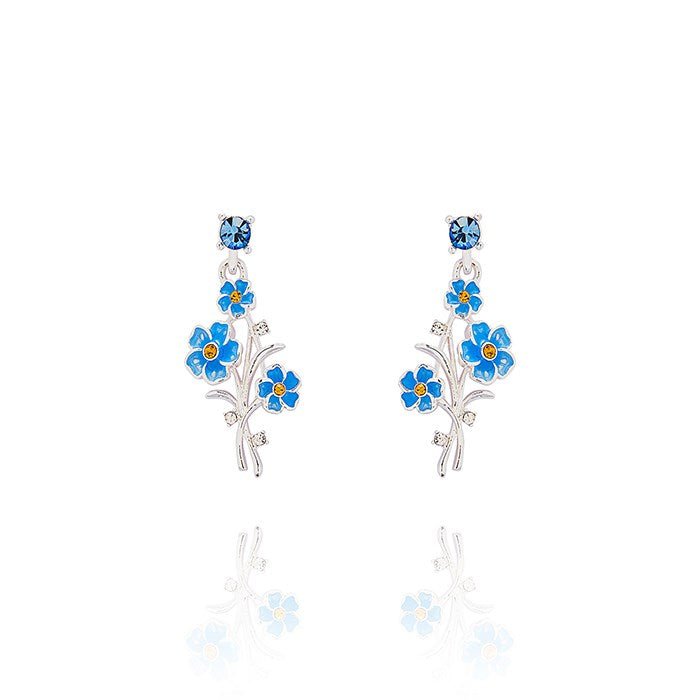 Joe Davies 1.9cm Silver Plated Blue Forget Me Not Drop Earrings - 354496 - Old Railway Line Garden Centre