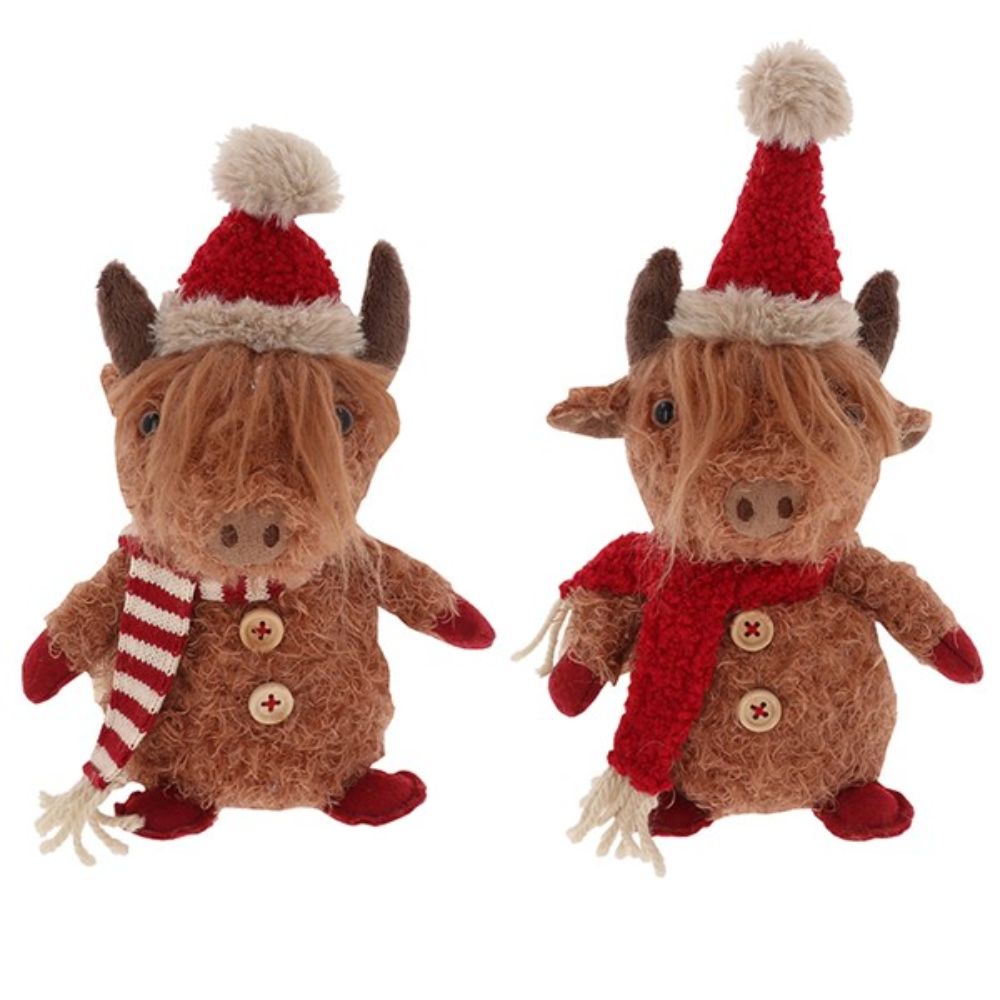 Joe Davies 26cm Christmas Highland Coo Standing Plush Ornament (Choice of 2)