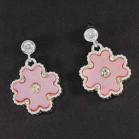 Joe Davies 2cm Silver Plated Mother of Pearl Crystal Pink Clover Drop Earrings - 334344 - Old Railway Line Garden Centre